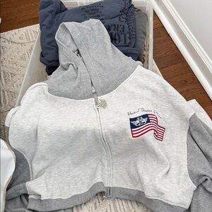 Boys Lie Gray and White Hooded Sweater